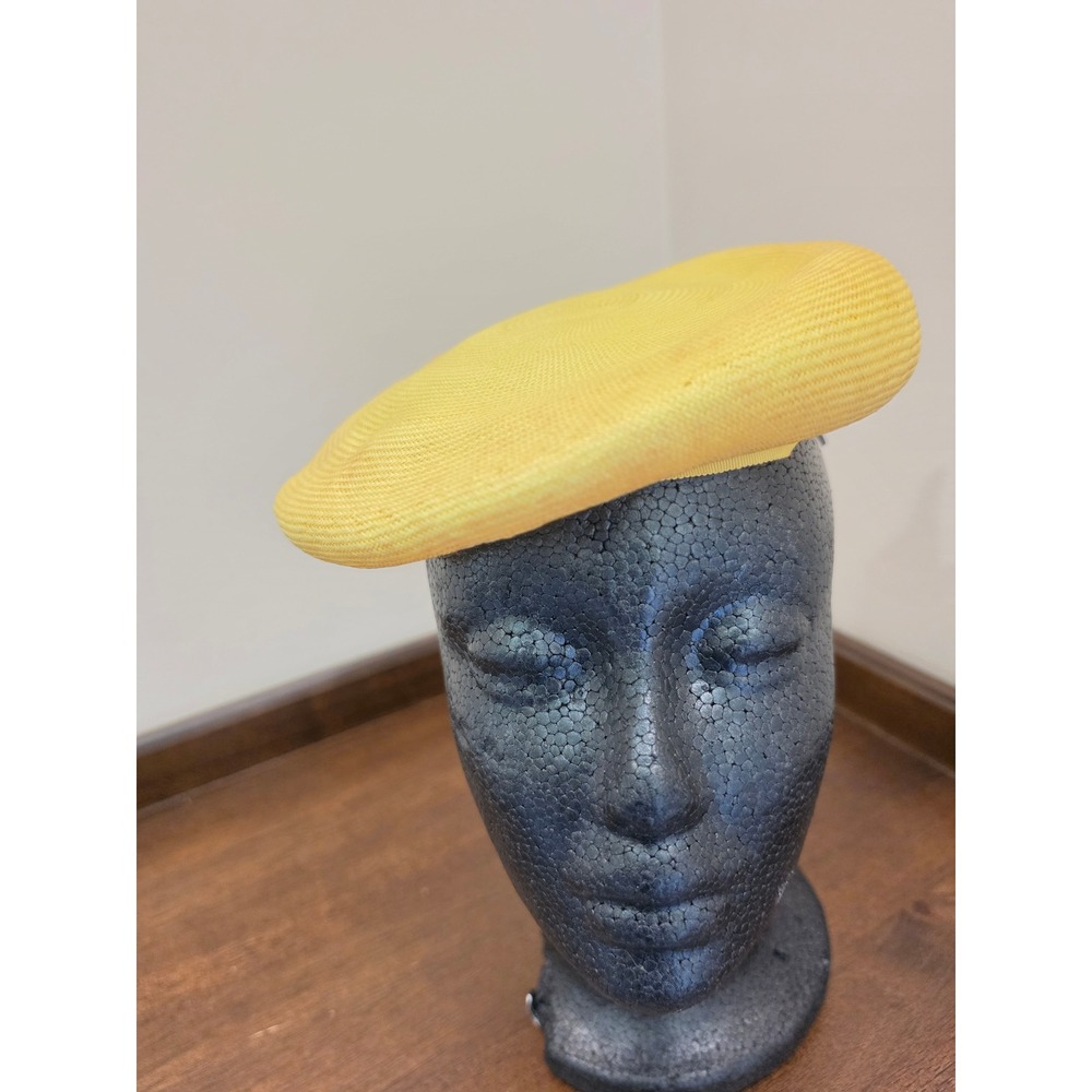 Vintage Amy B Bloomingdales Yellow Straw Pillbox Hat Bow 1960 Millinery New York